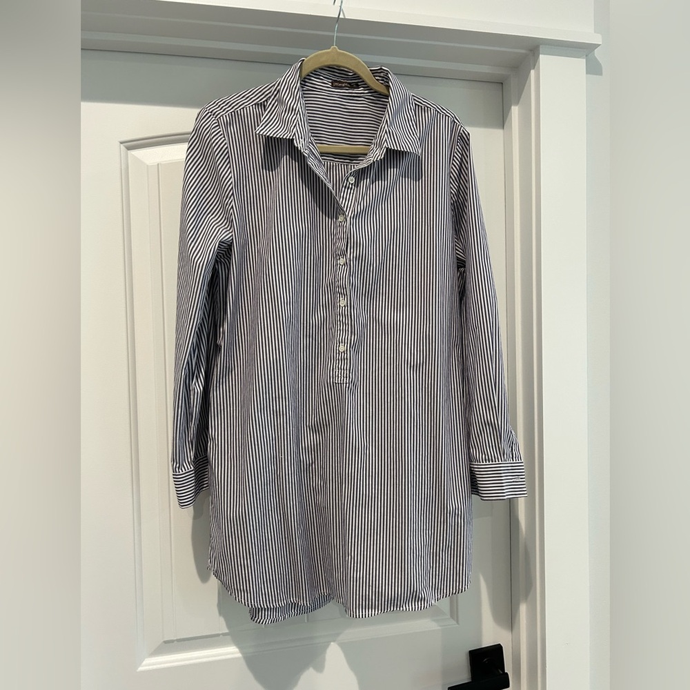 J. McLaughlin Purple and White Striped Ladies’ Tunic Top